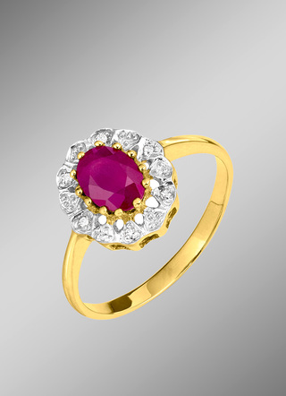 Damesring met diamanten en opaal