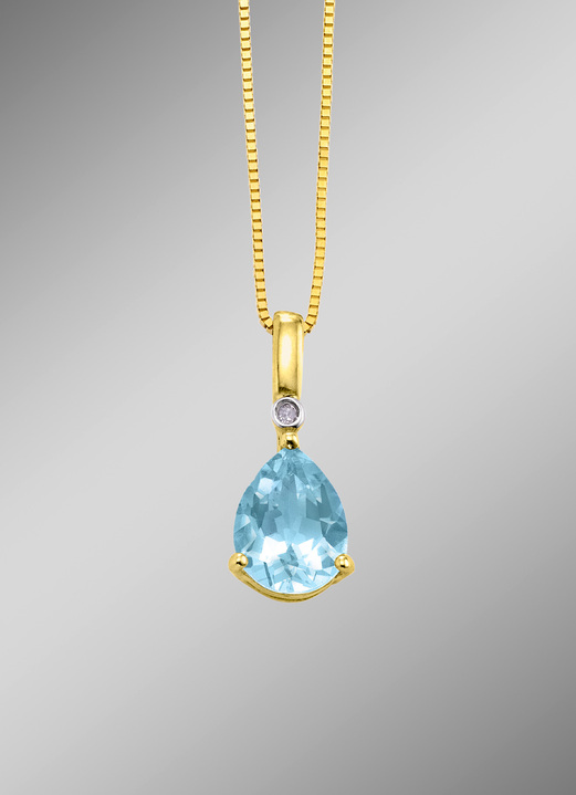 Hangers - Kettinghanger met blauwe topaas en diamanten, in Farbe  Ansicht 1