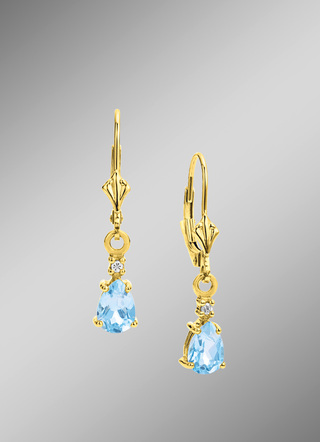 Oorbellen met blauwe topaas en diamanten