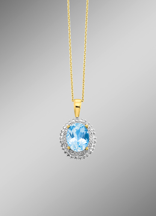 Hangers - Hanger met diamanten en blauwe topaas, in Farbe  Ansicht 1