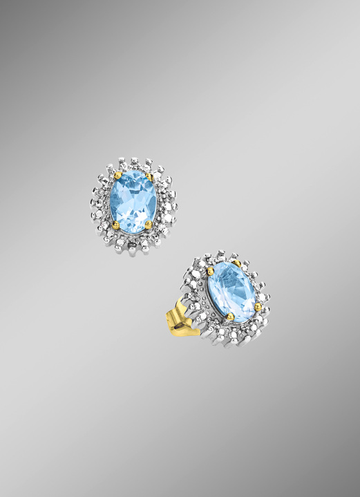 - Oorknopjes met diamanten en blauwe topaas, in Farbe  Ansicht 1