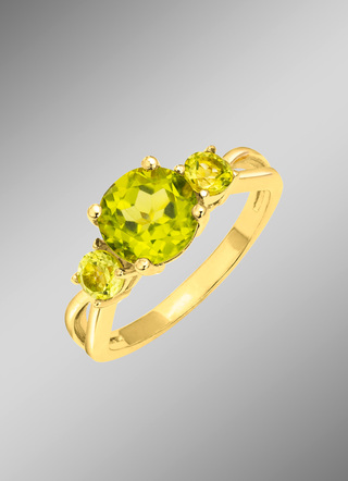 Damesring met echte peridot