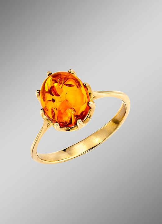 Ringen - Prachtige damesring met echte barnsteen, in Größe 160 bis 220, in Farbe  Ansicht 1