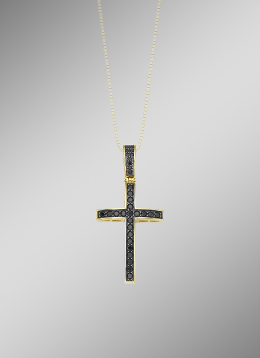 Hangers - Kruis hanger met zwarte zirkonia, in Farbe  Ansicht 1