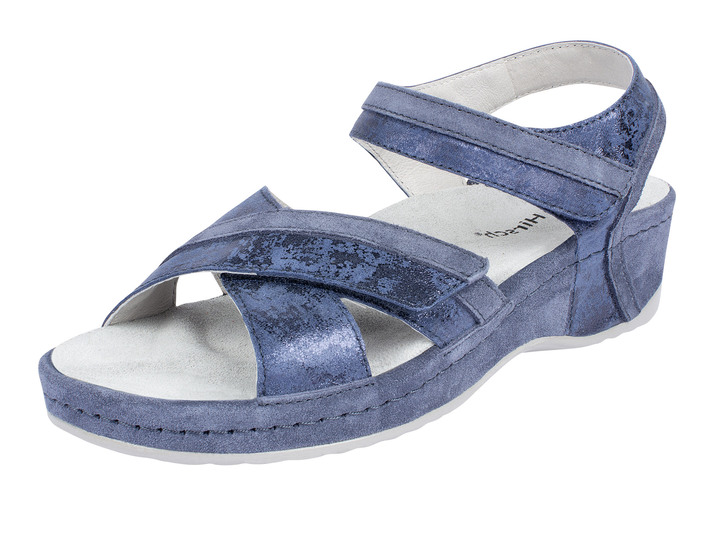 Sandalen & slippers - Sandalen met klittenband en sleehak, in Größe 036 bis 042, in Farbe BLAUW Ansicht 1