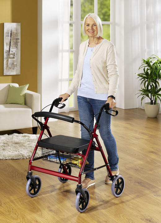 Rollators & rolstoelen - Rollator XXL met hoogwaardig stalen frame, in Farbe ROOD Ansicht 1