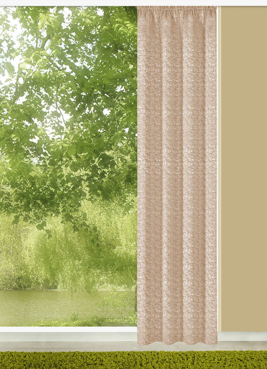 Klassiek - Overgordijn met universele railband, in Größe 365 (H145 x B 115 cm) bis 899 (embrasse, 70 cm), in Farbe BEIGE Ansicht 1