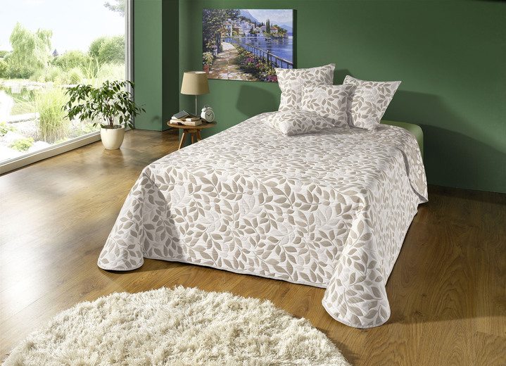 Spreien - Hoogwaardige sprei met lintbinding, in Größe 873 (eenpersoonsbed, 135 x 210 cm) bis 924 (2 kussenslopen, 50 x 50 cm), in Farbe NATUR Ansicht 1