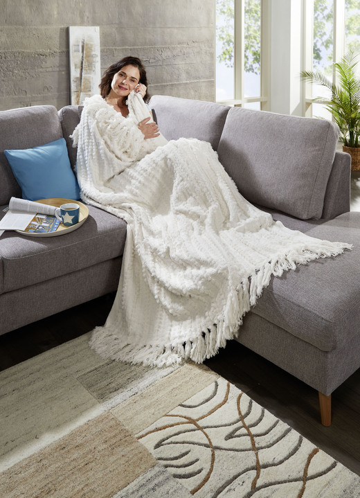 Decken - Flauschige Strickdecke, in Farbe CREME