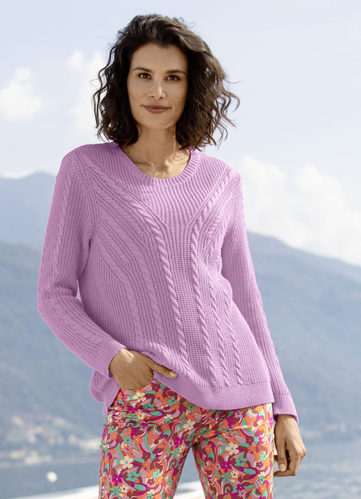Pullover - Pullover mit nachhaltig recycelter Baumwolle, in Größe 036 bis 052, in Farbe FLIEDER