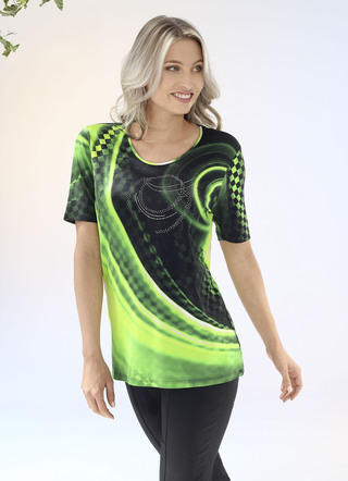 Schattig shirt met zilverkleurige decoratieve plaatjes