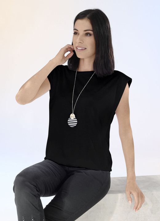 Shirts - Modisches Shirt mit Polstern in 2 Farben, in Größe 034 bis 038, in Farbe SCHWARZ