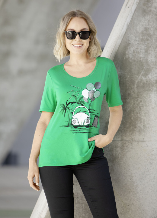 Shirts - Shirt mit Flatlock-Naht in 3 Farben, in Größe 036 bis 052, in Farbe GRÜN Ansicht 1