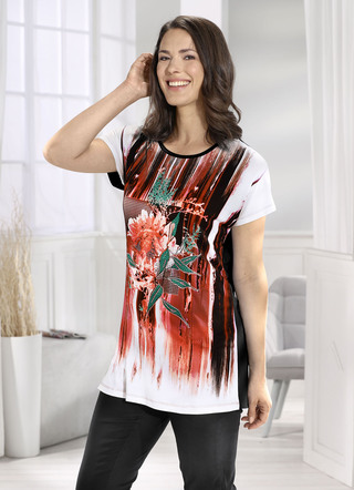 Jurk met glanzende gekleurde inkjetprint in 2 kleuren