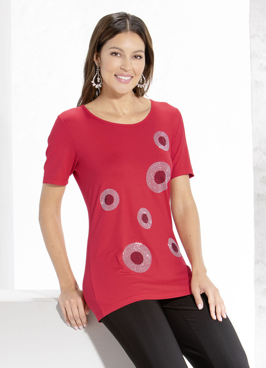Kurzarm - Shirt mit Rundhalsausschnitt in 2 Farben, in Größe 040 bis 060, in Farbe ROT Ansicht 1