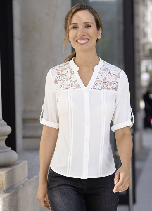 Blouses - Licht transparante blouse, in Größe 036 bis 052, in Farbe ECRU Ansicht 1