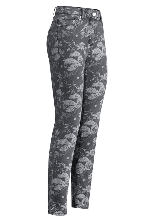 Broeken - Jeans met bloemdessin, in Größe 017 bis 050, in Farbe ANTRACIET GRIJS Ansicht 1