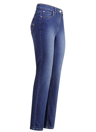 Jeans met prachtig borduurwerk en fonkelende steentjes