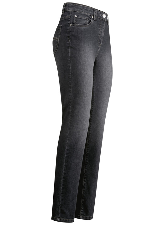Broeken - Jeans met mooie borduursels en fonkelende strass steentjes Broeken - Jeans met mooie borduursels en fonkelende strass steentjes, in Größe 017 bis 052, in Farbe GRAFIET