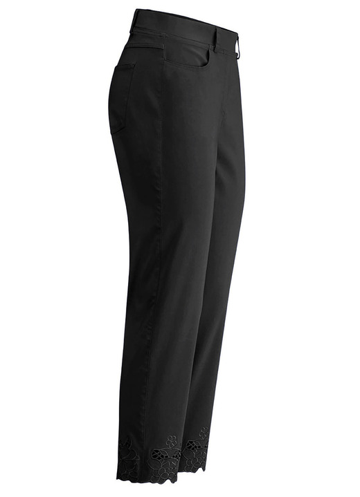 Broeken - Broek met geborduurd bloemenoogje, in Größe 018 bis 052, in Farbe ZWART Ansicht 1