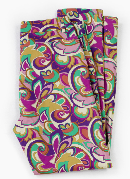 Broeken - Enkellange broek met felgekleurde inkjetprint, in Größe 017 bis 052, in Farbe FUCHSIA-GRIJS Ansicht 1