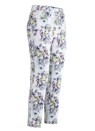 Broek met glanzende gekleurde inkjetprint