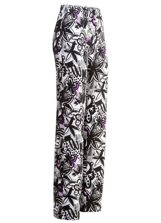 - Broek met glanzende gekleurde inkjetprint, in Größe 018 bis 056, in Farbe WIT-ZWART-FUCHSIA Ansicht 1