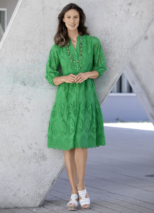 kleider - Kleid aus reiner Baumwolle, in Größe 036 bis 052, in Farbe GRÜN