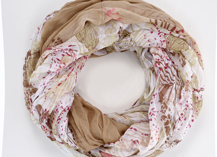 - Lussensjaal met bladeren en fantasiemotief, in Farbe WIT-MULTICOLOR Ansicht 1