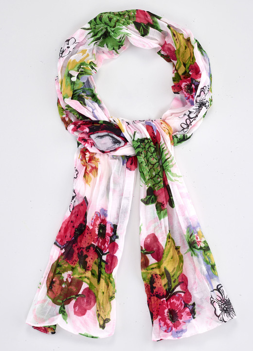 - Sjaal met een verfijnd fruitdessin, in Farbe WIT-MULTICOLOR Ansicht 1