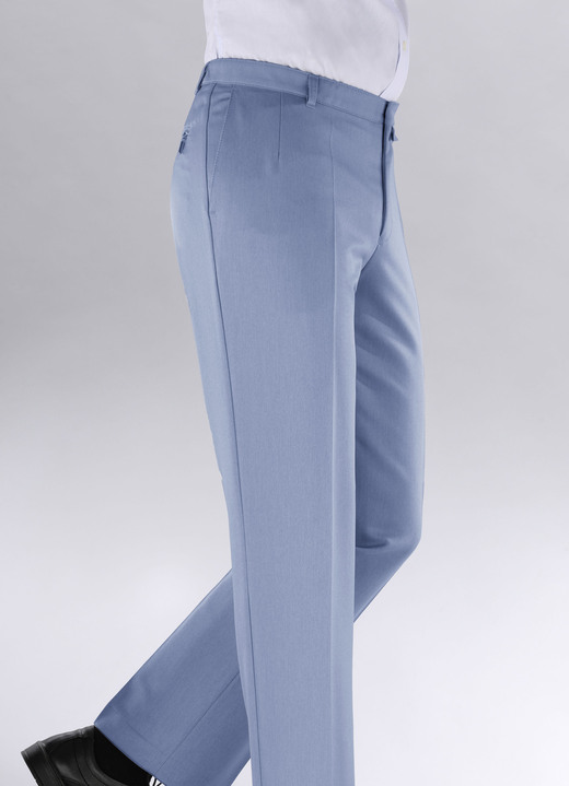 Broeken - 'Klaus Modelle'-broek met lage taille in 4 kleuren, in Größe 025 bis 060, in Farbe DUIFBLAUW GEMÊLEERD Ansicht 1