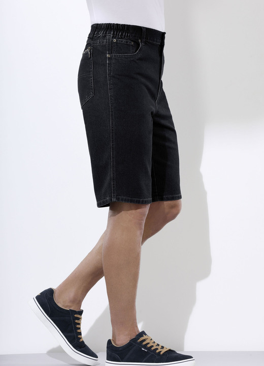 Shorts & bermuda's - Denim bermudashort met stretch inzetstukken in de tailleband in 3 kleuren, in Größe 024 bis 060, in Farbe ZWART Ansicht 1