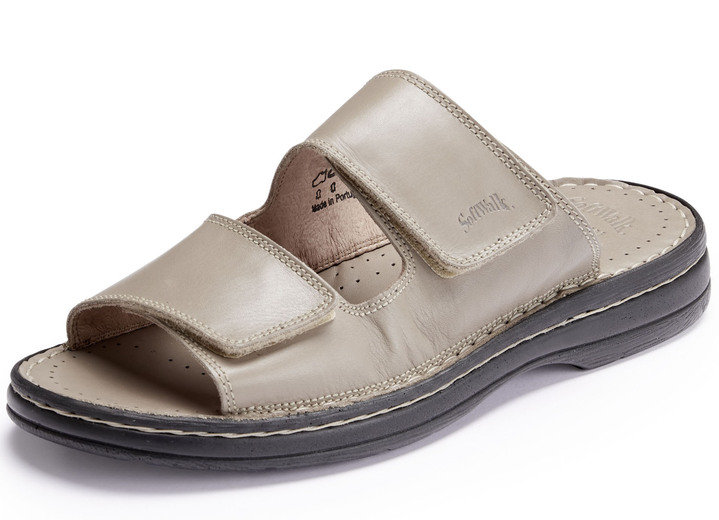 Sandalen & slippers - Pantolette van runder-nappaleer, in Größe 040 bis 047, in Farbe TAUPE Ansicht 1