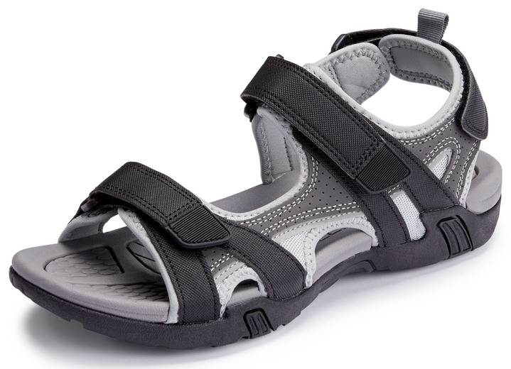 Sandalen & slippers - Trekkingsandaal met drie praktische klittenbandriemen, in Größe 040 bis 046, in Farbe GRIJS-ZWART Ansicht 1