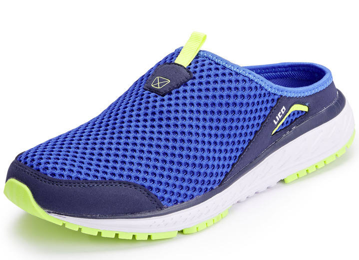 Sandalen & slippers - Sabot van textiel met synthetische afwerking, in Größe 040 bis 046, in Farbe BLAUW-LIMOEN Ansicht 1