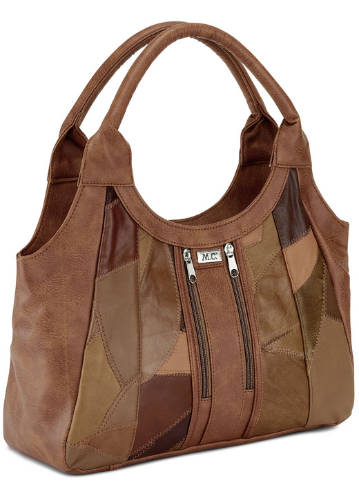 - Nappaleer tas met patchwork, in Farbe COGNAC Ansicht 1