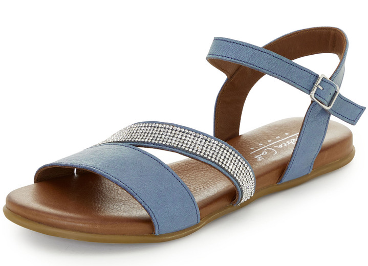 Sandalettes & slippers - Andrea Conti sandaal met fonkelende strass steentjes, in Größe 036 bis 042, in Farbe JEANSBLAUW Ansicht 1