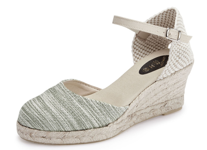 Sandalettes & slippers - Sandalen gemaakt van textielmateriaal, in Größe 036 bis 042, in Farbe ECRU-OLIJF Ansicht 1