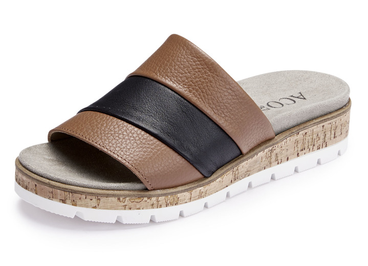 Schoenen - ELENA EDEN muiltjes van gedeeltelijk gemetalliseerd nappaleer, in Größe 035 bis 042, in Farbe COGNAC-ZWART Ansicht 1
