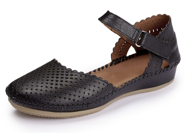 Sandalen & slippers - ELENA EDEN, zomerse damessandalen, breedte G, gemaakt van leer, in Größe 036 bis 042, in Farbe ZWART Ansicht 1