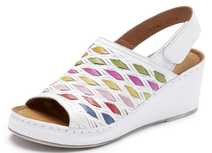 Sandalen & slippers - Gemini sandalen met verfijnde, kleurrijke gevlochten details, in Größe 036 bis 042, in Farbe WIT Ansicht 1