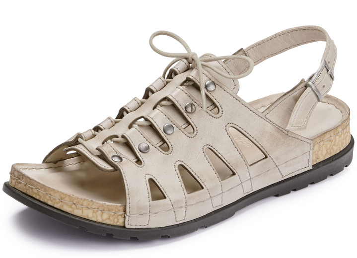 Sandalen & slippers - Gemini sandaal met elastische decoratieve vetersluiting, in Größe 036 bis 042, in Farbe BEIGE Ansicht 1
