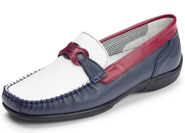 Instappers & veterschoenen - ELENA EDEN pantoffels met decoratieve sluiting, in Größe 036 bis 042, in Farbe BLAUW-WIT-ROOD Ansicht 1