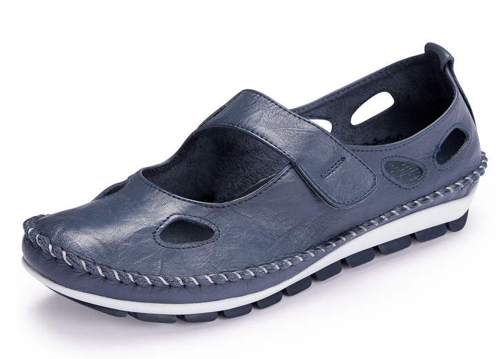 - Gemini mocassinpantoffels met leren clip, in Größe 035 bis 042, in Farbe MARINE Ansicht 1