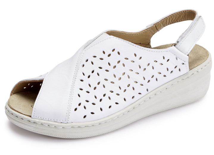 Sandalen & slippers - Gemini sandaal van luchtig geperforeerd rundnappaleer, in Größe 036 bis 042, in Farbe WIT Ansicht 1