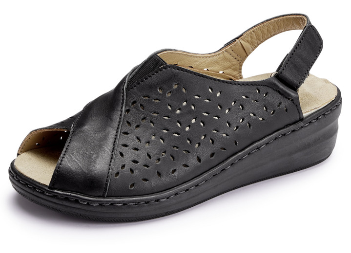 Sandalen & slippers - Gemini sandaal van luchtig geperforeerd rundnappaleer, in Größe 036 bis 042, in Farbe ZWART Ansicht 1
