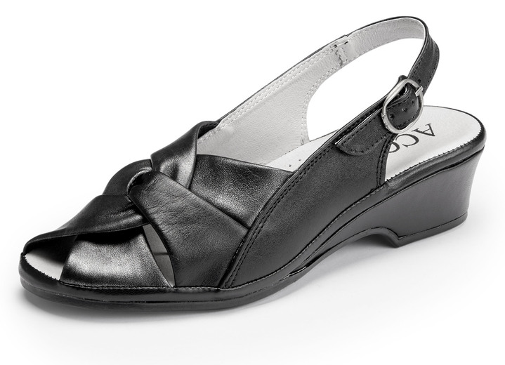 Sandalen & slippers - ELENA EDEN sandaal van glanzend nappaleer, in Größe 035 bis 042, in Farbe ZWART METALLIC Ansicht 1