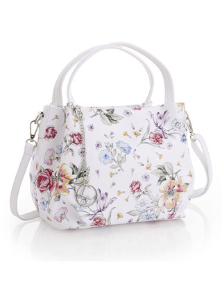Kalfsleren tas „Laurina” met bloemenprint
