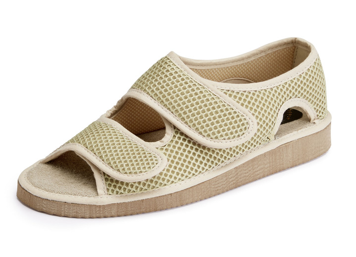 Sandalen & slippers - Klittenbandsandaal van gewatteerd textielmateriaal, in Größe 036 bis 042, in Farbe BEIGE Ansicht 1