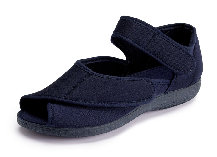 Sandalen & slippers - Klittenbandsandaal van elastisch textielmateriaal, in Größe 035 bis 042, in Farbe MARINE Ansicht 1